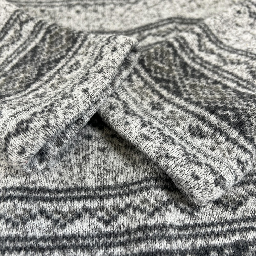The North Face Pullover Mens Large Gray Stripe 1/4 Zip Fleece Fair Isle Hiking - Picture 10 of 16